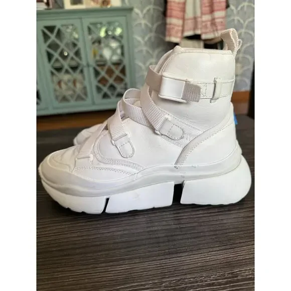 Chloé White Lambskin Leather Sonnie Western High Top Sneakers Sz. 36 - Picture 10 of 11